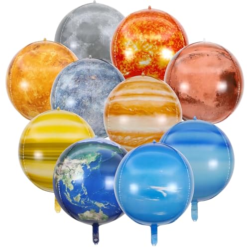 10 globos decorativos para cumpleaños infantiles, globos de 22 pulgadas 4D planetas, planetas, sol, tierra, luna, planetas, globos para decoración de fiestas temáticas espaciales