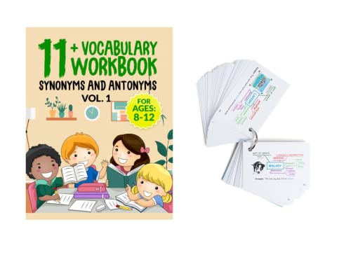 11+ tarjetas de vocabulario, 11plus libro de vocabulario. Sinónimos y antónimos. Ideal para la práctica durante todo el año, con papel de práctica en inglés gratuito 11plus