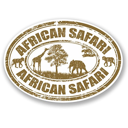 2 adhesivos de vinilo africano Safari para ordenador portátil, equipaje de viaje, etiqueta Africa #5530 (10 cm de ancho x 7 cm de alto)