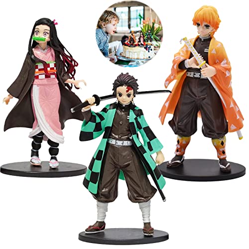 3 Piezas Modelos de Personajes de Anime,Figuras de Anime,Juego de Mini Figuras de Anime,Modelos de Anime,Mini Figuras de Juguete,Figuras de Dibujos Animados con Base para Regalo de Cumpleaños
