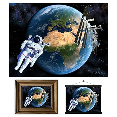3D LiveLife Lenticular Cuadros Decoración - Tierra desde el Espacio de Deluxebase. Poster 3D sin marco de astronomía. Obra de arte original con licencia del reconocido artista, David Penfound