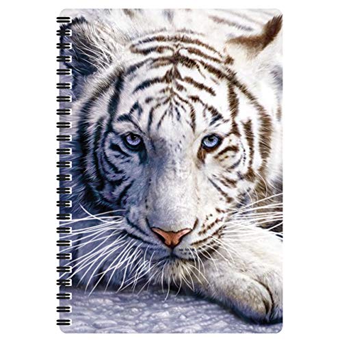 3D LiveLife Libreta A5 - Reposo del tigre blanco de Deluxebase. 80 páginas de bloc de notas lenticular 3D de tigres blancos e ilustraciones con licencia del reconocido artista David Penfound