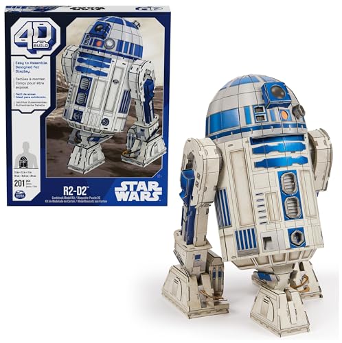 4D Build, kit de maqueta de cartulina de R2-D2 de Star Wars, 201 piezas | Juguetes de Star Wars para decoración de escritorio | Kits de maquetas en 3D para adultos y niños a partir de 12 años