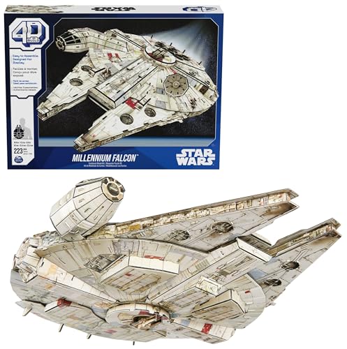 4D Build, Star Wars Millennium Falcon 3D Model Kit 223 Pcs | Star Wars Toys Desk Decor | Building Toys | Paper Model Kits for Adults & Teens 12+