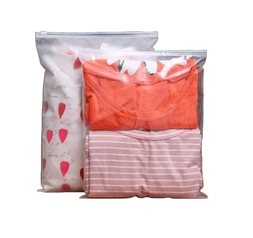 50 bolsas de ropa transparentes con cierre de cremallera, ahorro de espacio de viaje, protege de la humedad y el polvo, diseño LEO (18x20 cm, transparente)