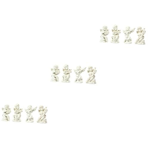 Abaodam 12 Piezas Estatuillas De Jardín En Miniatura Querubín De Hormigón Ángeles Reales Pequeño Adorno De Ángel Pequeña Escultura Ángel Figuras Estatua Yeso Chica Bebé Júpiter Blanco
