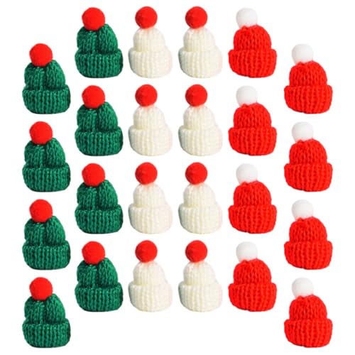 Abaodam 24 Uds Mini Sombrero Cubierta De Botella De Vino De Navidad Sombreros En Miniatura De Navidad Mini Sombreros De Santa Sombrero De Muñeca Mini Sombreros De Muñeco De Nieve Tapa De