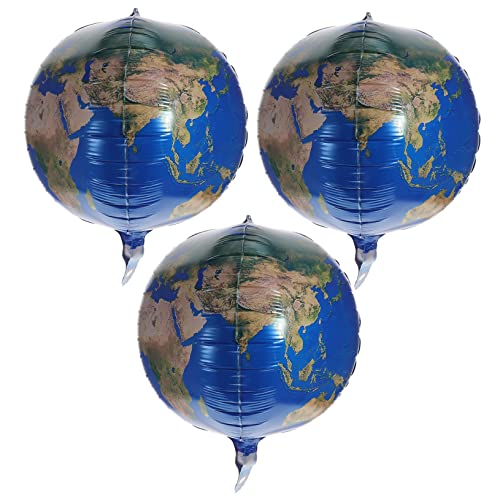 ABOOFAN 3 Piezas Globo Mapa Del Mundo Esfera Helio Decoración De Fiesta Espacial Decoración Navideña Boda Decoracion Mylar Decoracion Boda Inflable Viajar Suite Película De Aluminio