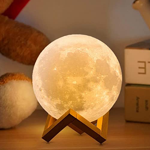 ACED Lampara luna Luna lampara 2023 Actualización 16 Color Con soporte de madera/Lejano/Control táctil Un regalo para una niña Chico Mujeres Novia Diámetro
