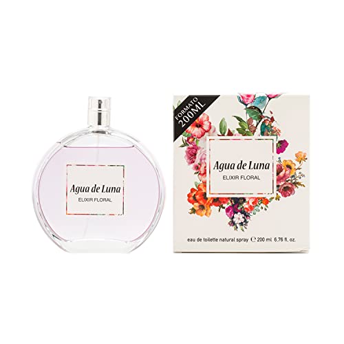 AGUA DE LUNA - Elixir Floral 200 ml, Perfume de Mujer, Colonia Perfumada en Formato Spray, Eau de Toilette Femenina, Fresca y de Larga Duración, Vibrante y Natural
