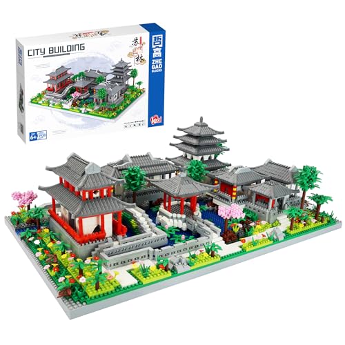 Aigidusansu Set de Micro Bloques de Construcción de los Jardines de Suzhou, 3930 Piezas Modelo de Arquitectura Antigua China, Juguete de Construcción para Adultos, NO Compatible con Lego
