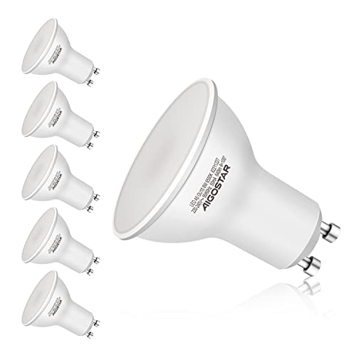 Aigostar - Bombilla LED GU10, 8W, Luz blanca fría 6500K, 640lm, Bajo consumo, no regulable - Paquete de 5 Unidades