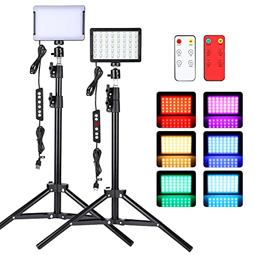 AiknowFoto Kit de Luces para Fotografia, Luz RGB Fotografia de Regulable 2500-6500K con Trípode, Luces de Fotografía para Grabación en Ángulo Bajo/Videoconferencia/Streaming/Youtube/TikTok, USB