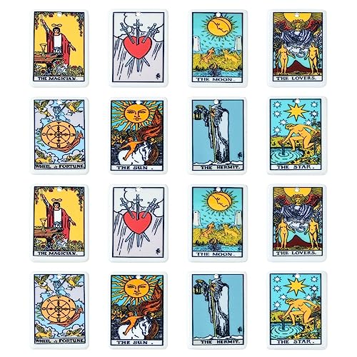 Airssory 16 dijes rectangulares de 8 estilos impresos de acrílico opaco con temática mágica de astrología y adivinación con patrón de tarot para bricolaje pulsera collar