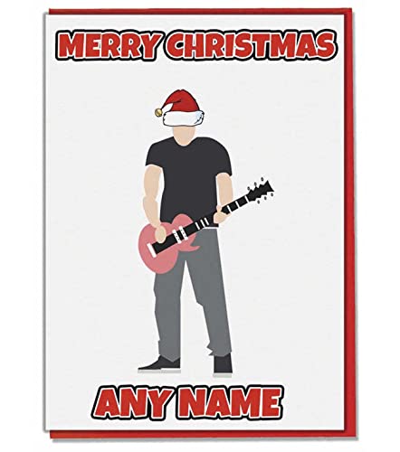 AK Giftshop Tarjeta de Navidad personalizada para guitarrista – Personalizada con cualquier nombre relacionado