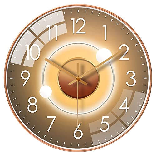 ALEENFOON Relojes de Pared Silencioso Modernos para Salon Cocina 30 cm, Interior Reloj Colgante Pared (Planeta Oro)