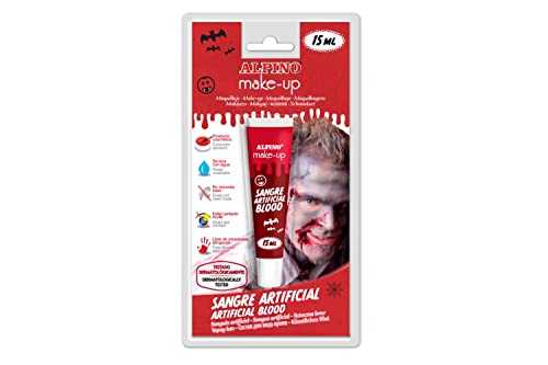 Alpino Tubo de Sangre Falsa para Maquillaje 15ml | para Disfraces de Halloween y Efectos Especiales | Pintura Artificial Testada Dermatológicamente para la Cara o para simular Heridas