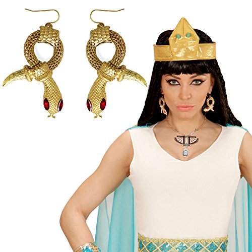 Amakando Aros Cleopatra Pendientes de Serpiente faraona Joyas Reina egipcia Accesorio Disfraz Mujer Clips Orejas egipcios Bisutería de Diosa de la antigüedad