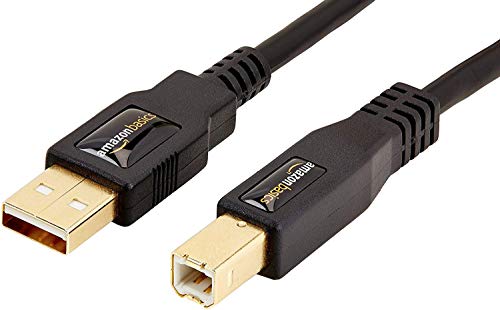 Amazon Basics - Cable USB-A 2.0 macho a USB-B macho con conectores dorados para impresora (1.8 m), Negro