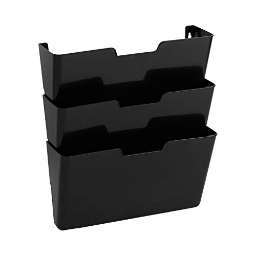 Amazon Basics Organizador archivador de pared colgante de 3 niveles, 3 Unidads, 33 x 38 cm, Tamaño carta, Negro