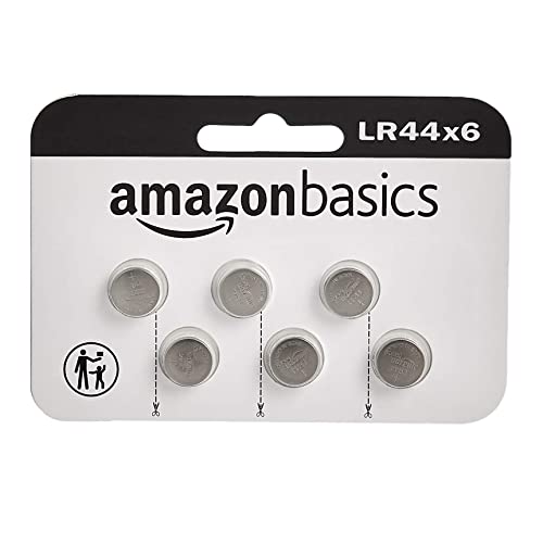 Amazon Basics pilas de botón alkaline LR44, 6 Unidad