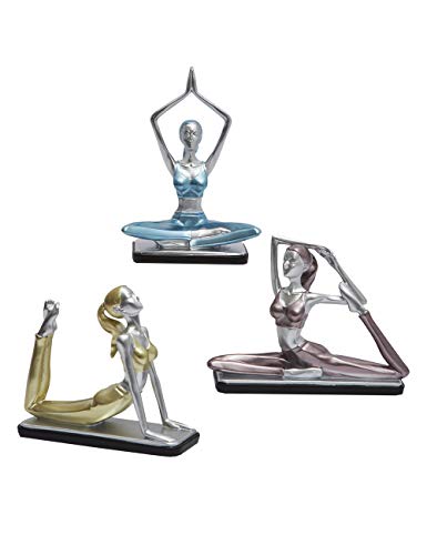 Amoy-Art 3pcs Decorativa Escultura Bailarina Yoga Figura Mujer Estatua Resina Regalo