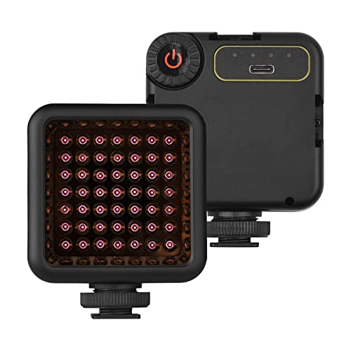 Andoer Andoer IR49S Mini IR Luz de visión nocturna infrarroja para cámara de vídeo videocámara batería integrada con 3 soportes para zapatos fríos para grabación de vídeo Vlog