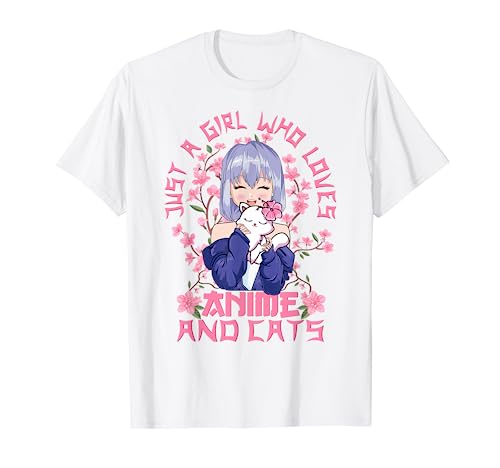 Anime y Gato - Kitschy Sakura Flores de Cerezo Japonés Otaku Camiseta