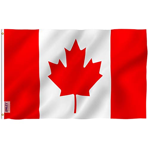 Anley Fly Breeze Bandera de Canadá de 3x5 pies - Color Vivo y Resistente a la decoloración UV - Encabezado de Lienzo y Doble Costura - Banderas Nacionales canadienses Poliéster con Ojales