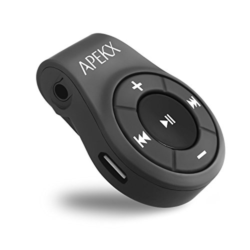 APEKX Adaptador de audio Bluetooth para auriculares, auriculares, altavoz, receptor inalámbrico con micrófono para llamadas manos libres y música