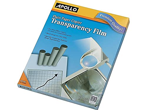 Apollo Película transparente para copiadora, color negro sobre transparente, caja de 100 unidades