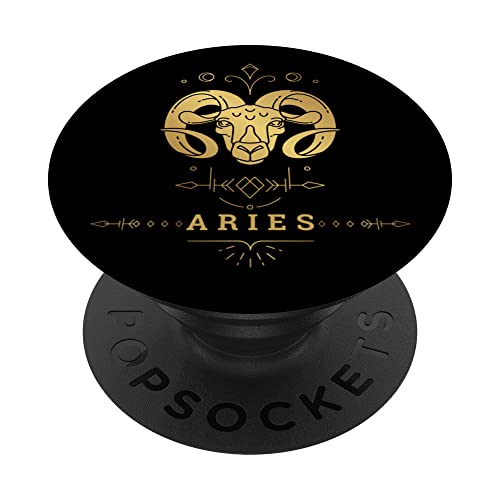 Aries - Camisetas con diseño de signo del zodiaco PopSockets PopGrip Intercambiable