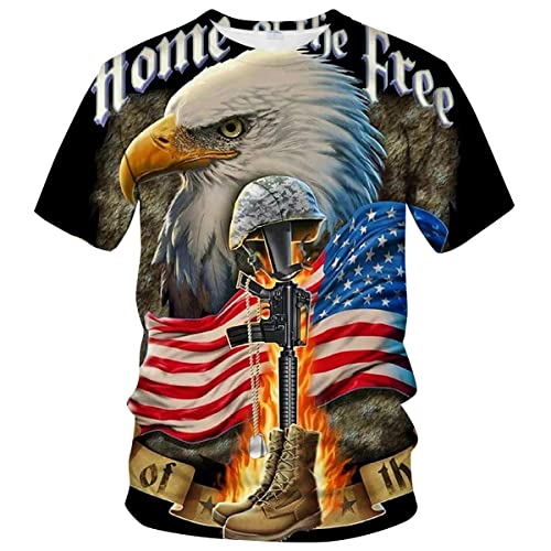 ARORALS Camiseta de manga corta para hombre con diseño de águila calva para verano, Rojo -, X-Large