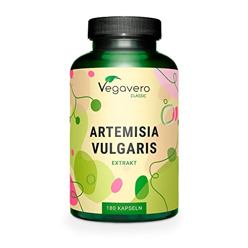 Artemisa Vegavero® | 2% Flavonoides | Dosis Más Alta: 4800 mg | Síndrome Premenstrual + Menstruación Dolor + Dismenorrea | Extracto 8:1 | Artemisia Vulgaris | Vegano & Sin Aditivos | 180 Cápsulas