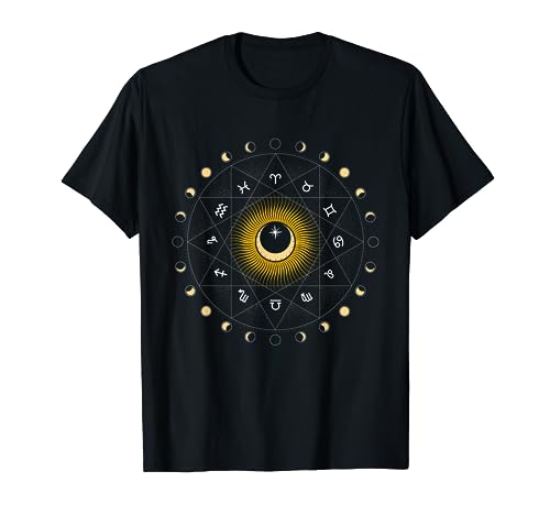 Astrología Constelaciones Rueda Fases Luna Zodiaco Camiseta