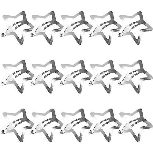 ASYKNM 15 Pinzas de Pelo con Diseño de Estrella en Plata para Mujer, Accesorios Minimalistas de Metal para sujeción, Joyería para el Cabello ¡Haz Brillar tu Estilo!
