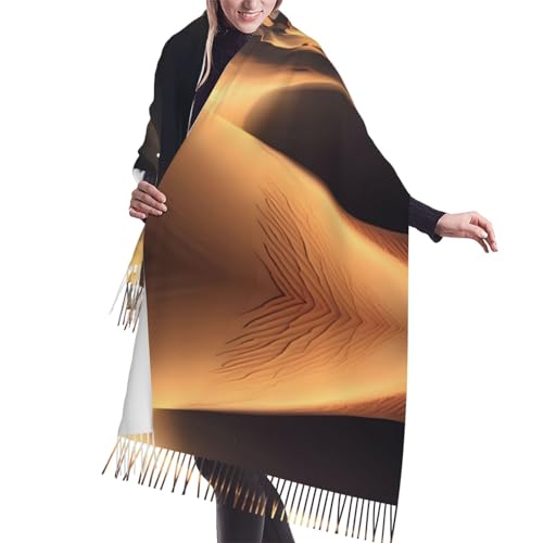 AthuAh Bufanda larga de moda Sahara Desert y bufanda cálida de invierno, chal cómodo, textura suave, adecuada para hombres y mujeres, Negro, Taille unique
