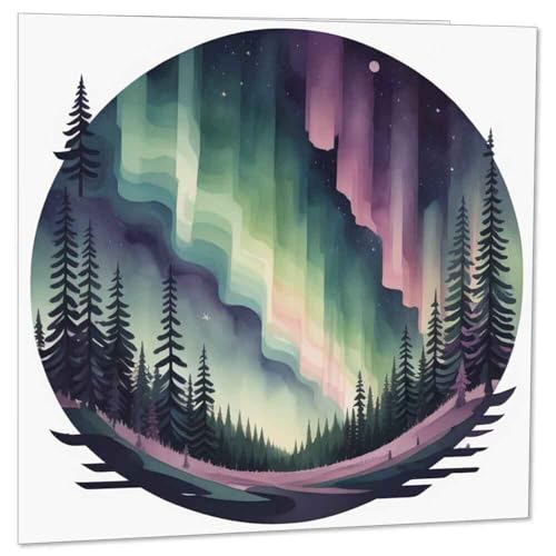 Aurora Borealis - Tarjeta de felicitación (145 x 145 mm), diseño de aurora boreal