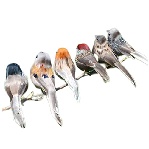 Aves Artificiales, 6pc/Set Birds realistas de Plumas de Espuma Artificial Mini pájaros en Clip decoración de árboles de Navidad, pájaros Artificiales pájaros Coloridos Figuras de Aves de jardín