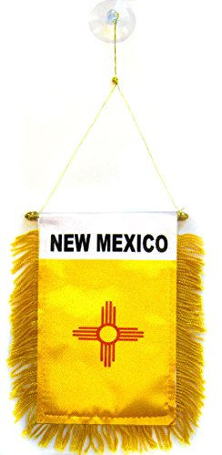 AZ FLAG BANDERIN de Nuevo MÉXICO 15x10cm con Ventosa - BANDERINA Americana DE Nuevo MÉXICO - EE.UU 10 x 15 cm para Coche