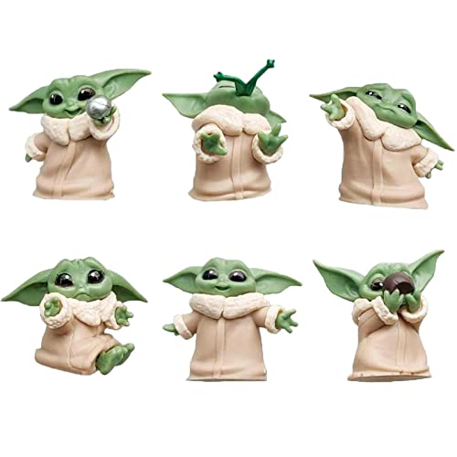 Baby Yoda Figuras 6 Piezas Star Wars Cake Toppers Baby Yoda Figuras Decoración Baby Yoda Figuras Decoración Pastel Cumpleaños Modelo de Acción Pastel Decoración Suministros para Fiesta Para Niños
