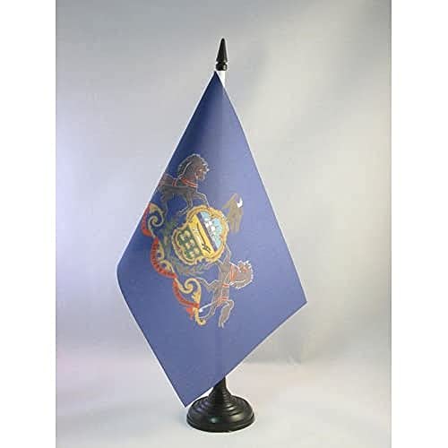 BANDERA de MESA de PENSILVANIA 21x14cm - BANDERINA de DESPACHO AMERICANA DE PENSILVANIA - EE.UU 14 x 21 cm - AZ FLAG