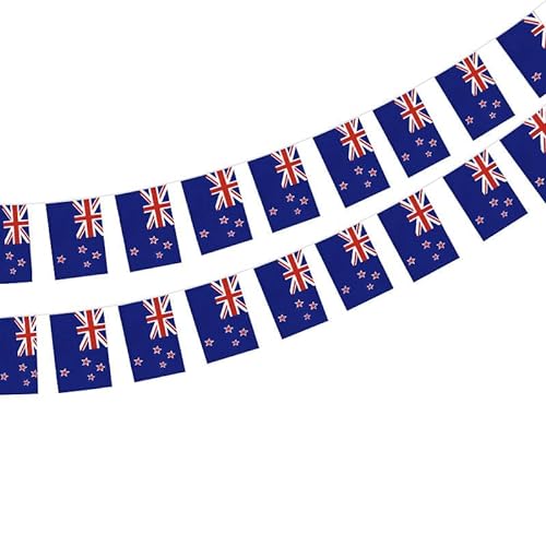 Bandera de Nueva Zelanda 40 unidades bandera de Nueva Zelanda, guirnalda Nueva Zelanda 11.4M, banderines Nueva Zelanda14 x 21 cm