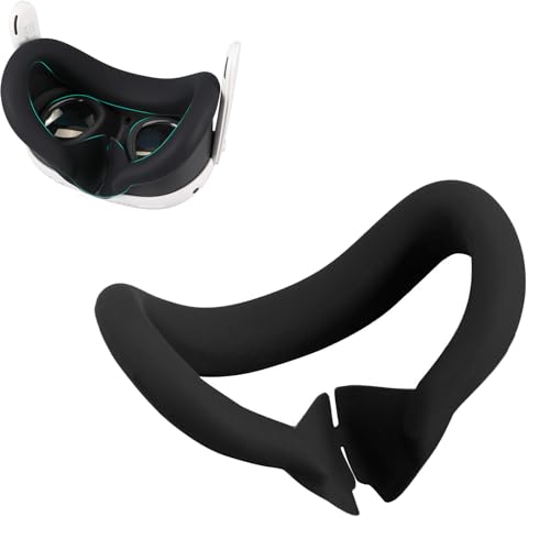 Baomaeyea Funda de Silicona Meta Quest 3 VR, Funda de Silicona Facial VR Compatible con la máscara de Accesorios Anti - Sudor lightproof VR de Auriculares Meta Quest 3 VR(Negro)