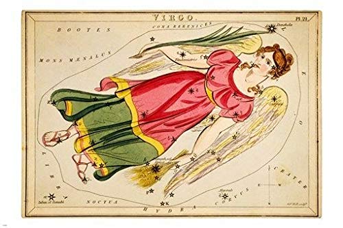 BCTS Póster de astronomía de Urania'S Mirror Vintage Virgo 1825 para decoración del hogar, decoración de pared, póster de metal, 30,4 x 40,6 cm