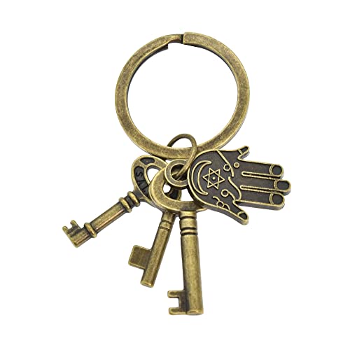 BDM - Llavero amuleto de la suerte con herradura,búho, mano de fatima..llaves de casa coche, para mujer y niña - Modelo 4
