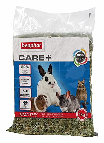 Beaphar - Heno Care+ Timothy - 1 kg - Alimentación Complementaria para Conejos, Cobayas, Chinchillas - Comida Rica en Fibras - Ayuda Digestión - Evita Formación Cálculos Urinarios