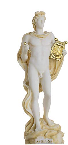 BeautifulGreekStatues Apolo Dios De La Música, Poesía, Arte Alabastro Estatua Escultura Oro 17cm