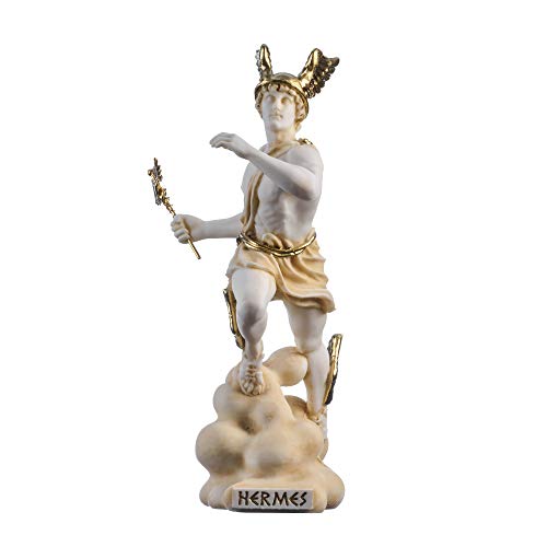 BeautifulGreekStatues Hermes Mercurio Dios Hijo De Zeus Estatua Romana Alabastro Dorado 23 cm