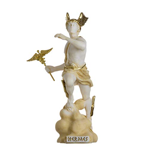 BeautifulGreekStatues Hermes Mercurio Dios Hijo De Zeus Estatua Romana Alabastro Tono Dorado 17 cm